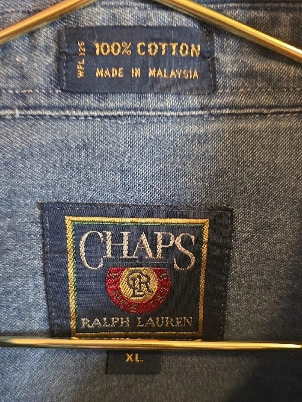 Chaps Men's Blue Denim Long-Sleeve Button-Down Shirt